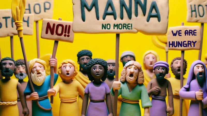 COMPLAINERS manna revolt protest bnei yisrael jewish people revolting placards bnei yisrael