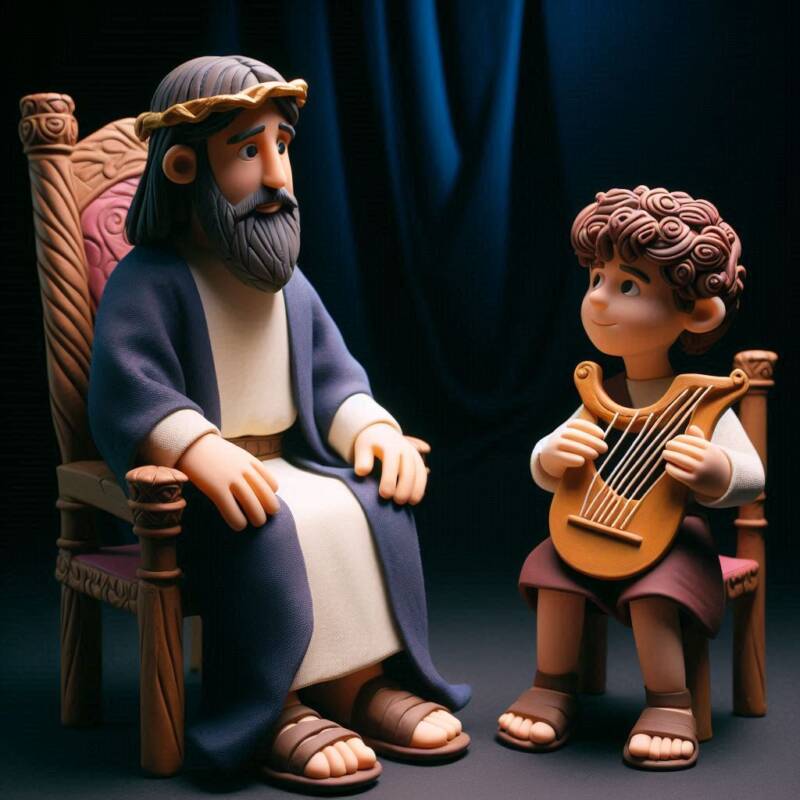 King Saul and King David playing a lyre as a boy shaul in tanach