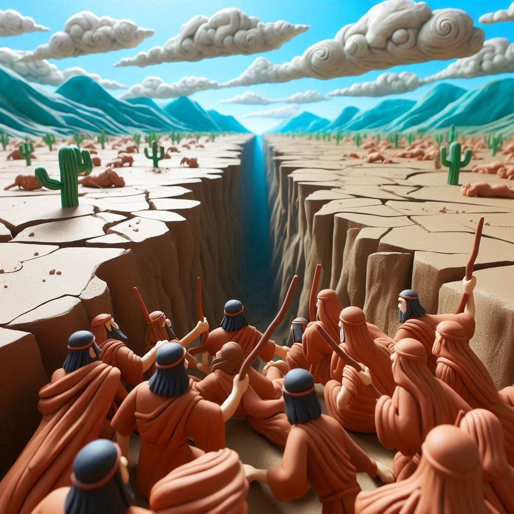 Korach swallowed by the earth along with his rebels punished earthquake