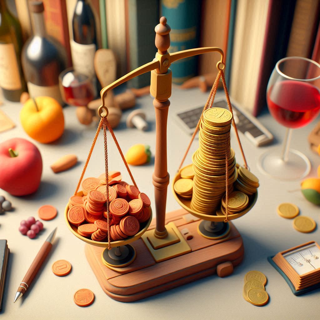 Weighing scales justice holiness purity wine glasses coins money judge tzedek mishpat