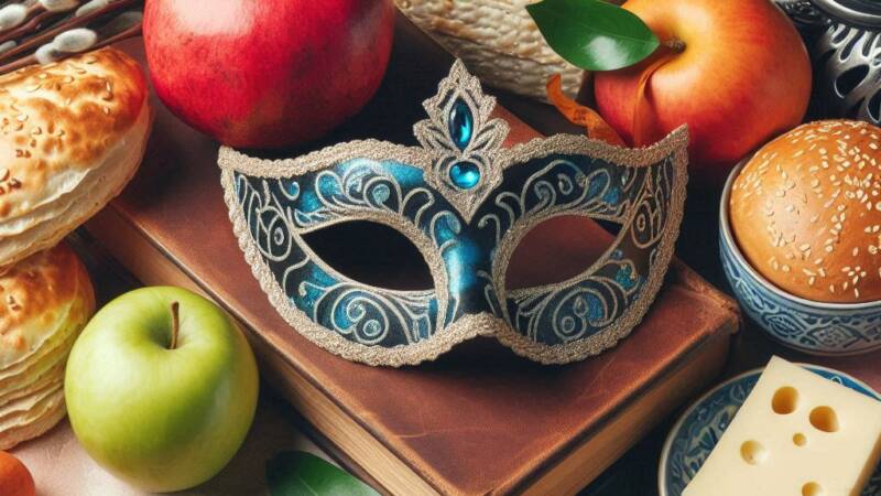 chaggim symbols of festivals pomegranate siddur willow cheese honey challa bread apple mask nuts chagim