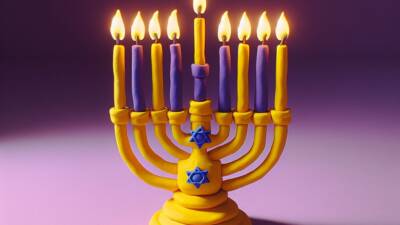 chanukiah menorah claymation candles and chanukah lamp