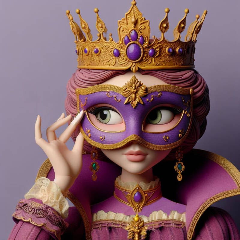 claymation queen esther masked for purim yellow purple malka megilla hands face hidden disguise hadassah