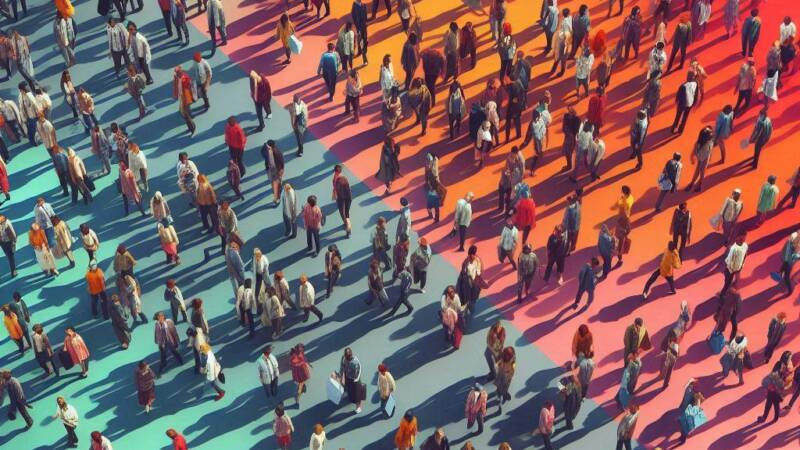 crowds of people in groups and clusters birds eye view nation not united