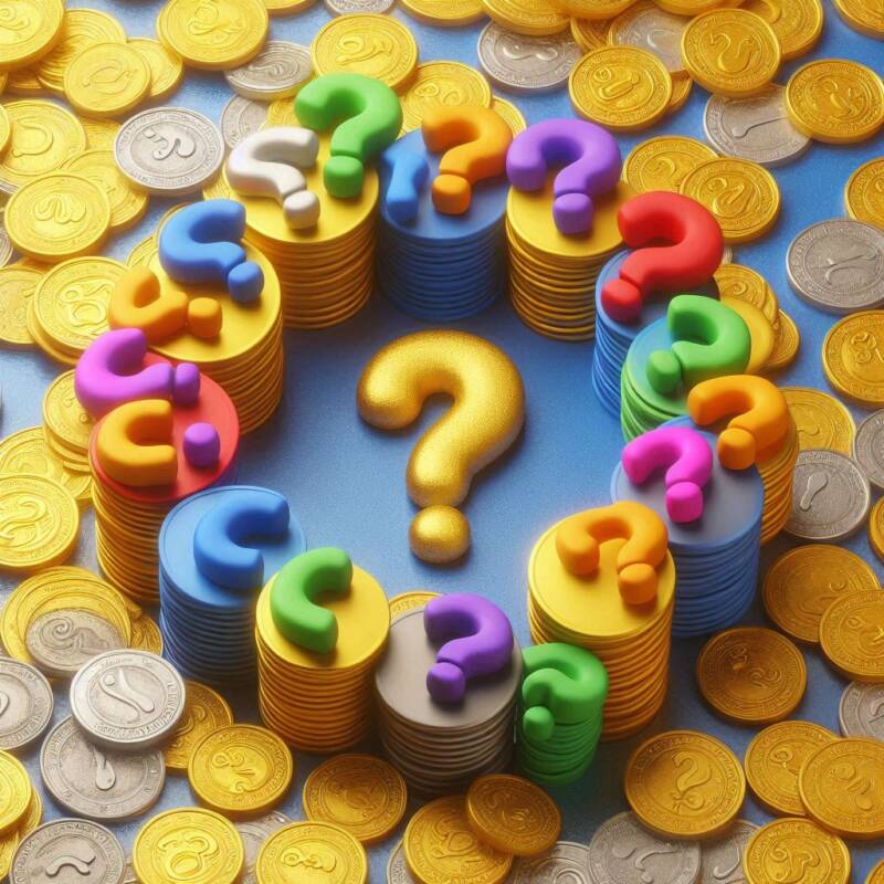 financial questions money coins question marks dilemmas on finance