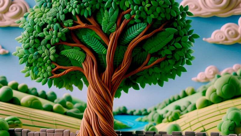 flourishing tree in the landscape leafy symbol
