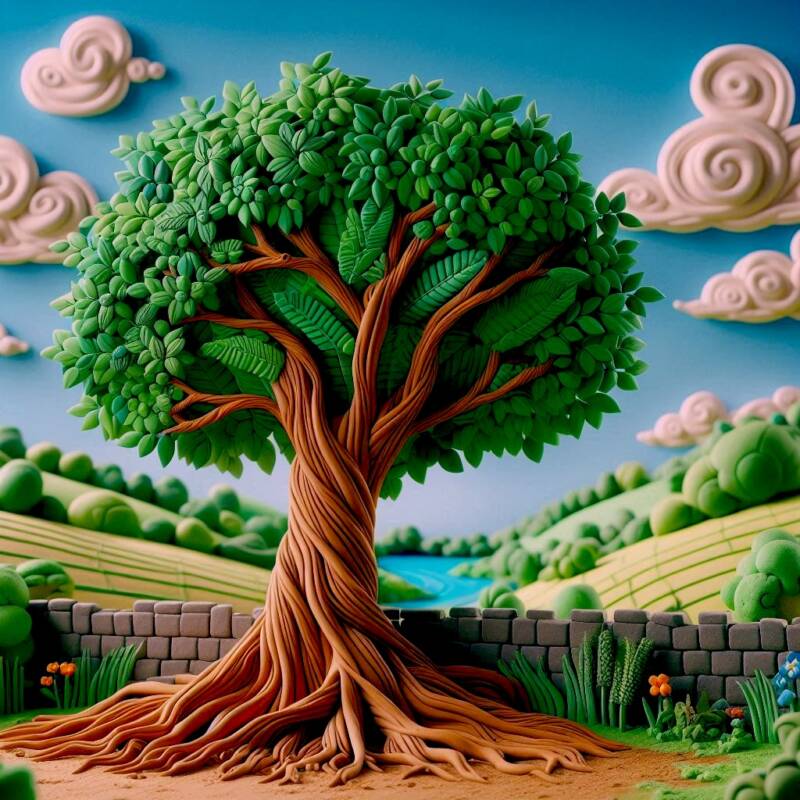 flourishing tree in the landscape leafy symbol