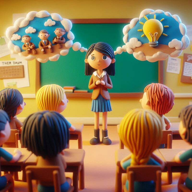 girl sharing her dreams and vision to classmates in schoolroom