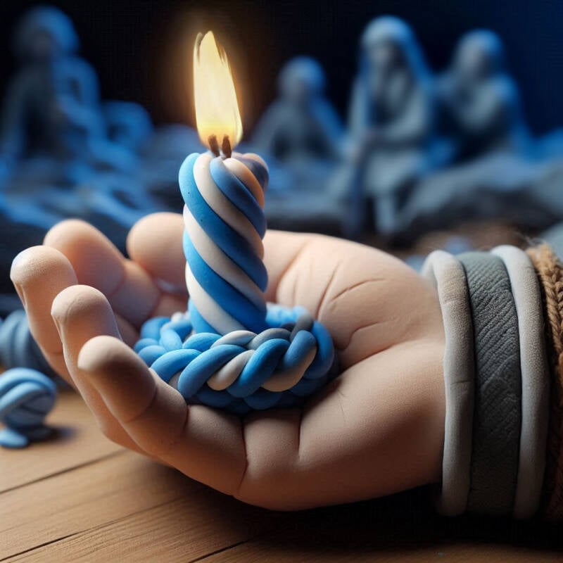 havdallah candle light and flame in hand
