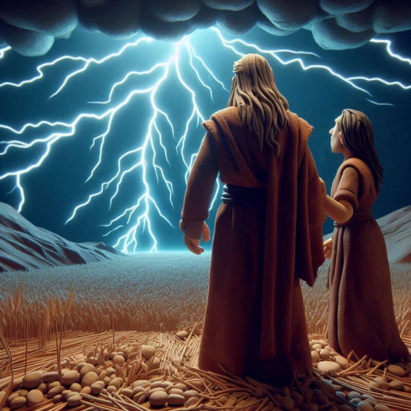 hosea and wife facing lightning storm