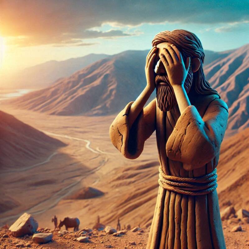 jeremiah prophet in despair weeping alone hand face hiding desolation yirmiyahu loss desert