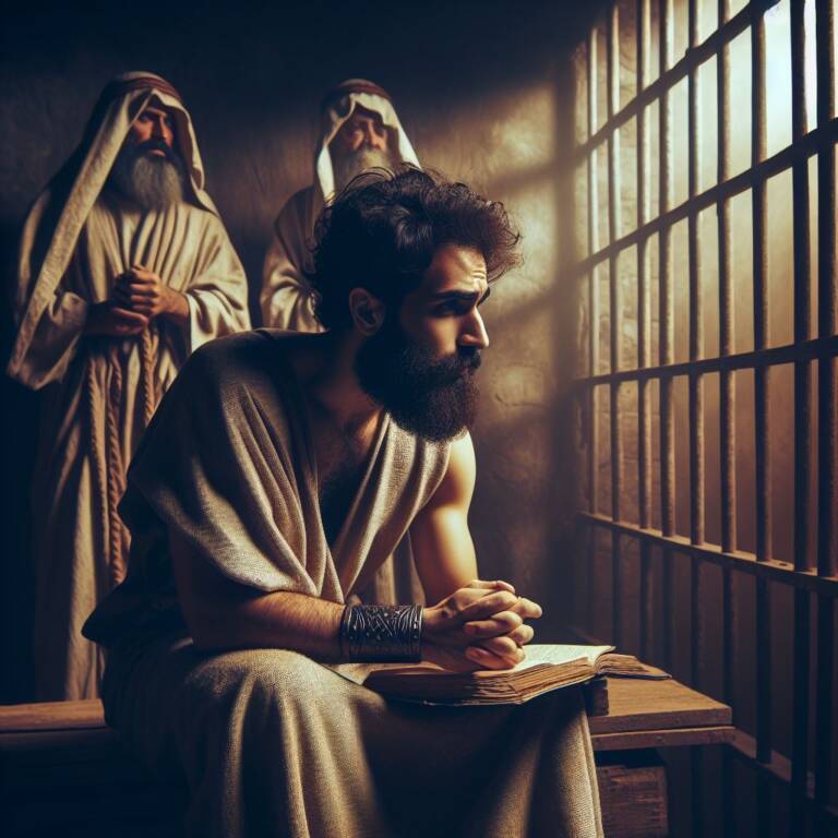 Yosef in prison waiting for help. Image created by The Rabbi Sacks Legacy