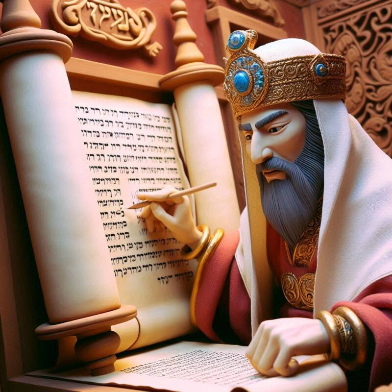 king of israel writing out the torah scroll leader wise mitzva justice leadership