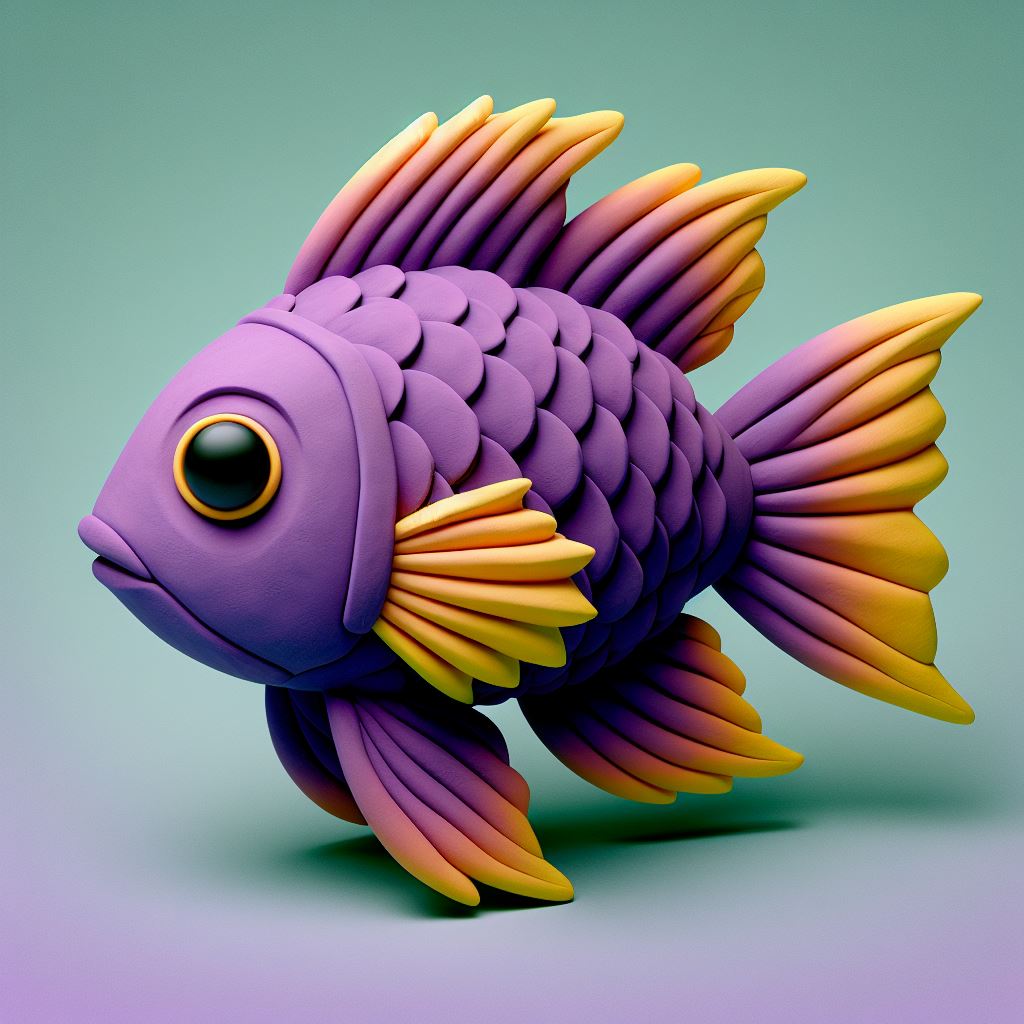 kosher fish fins and scales claymation style