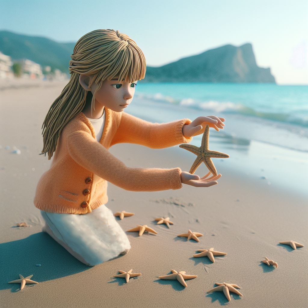 little girl saving the starfish on the beach story