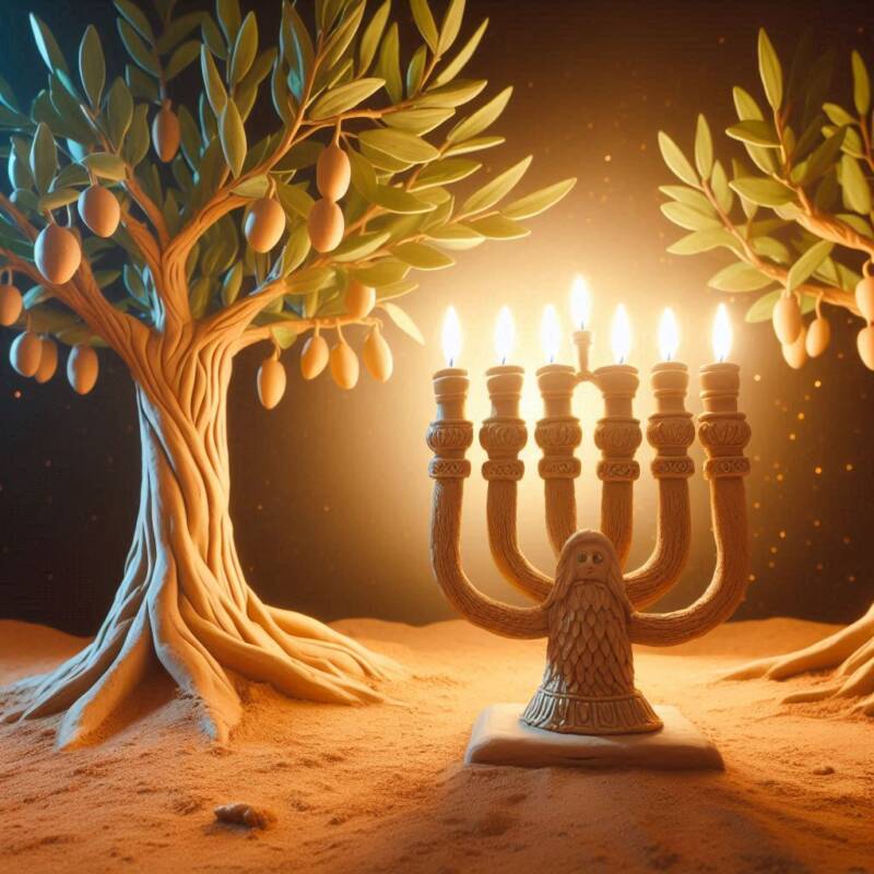 menorah olive tree grove chanukiah zechariah vision d c4633241e1dc