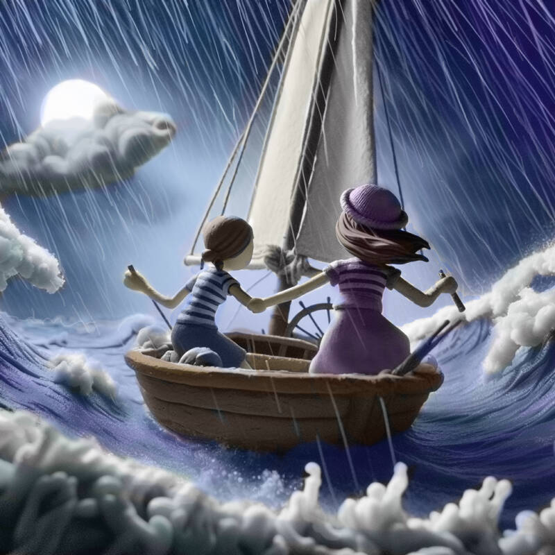 sisters in sync sailboat storm story mayim yamit claymation FE rabbissackslegacy