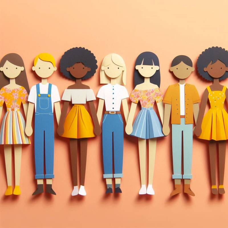strong community depicted by colourful paper dolls
