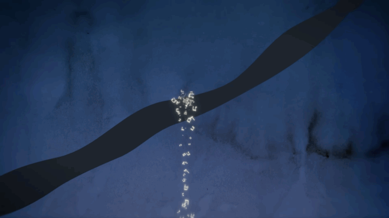 torah letters across abyss of time hebrew ivrit aleph bet scene animation on midrash bridge