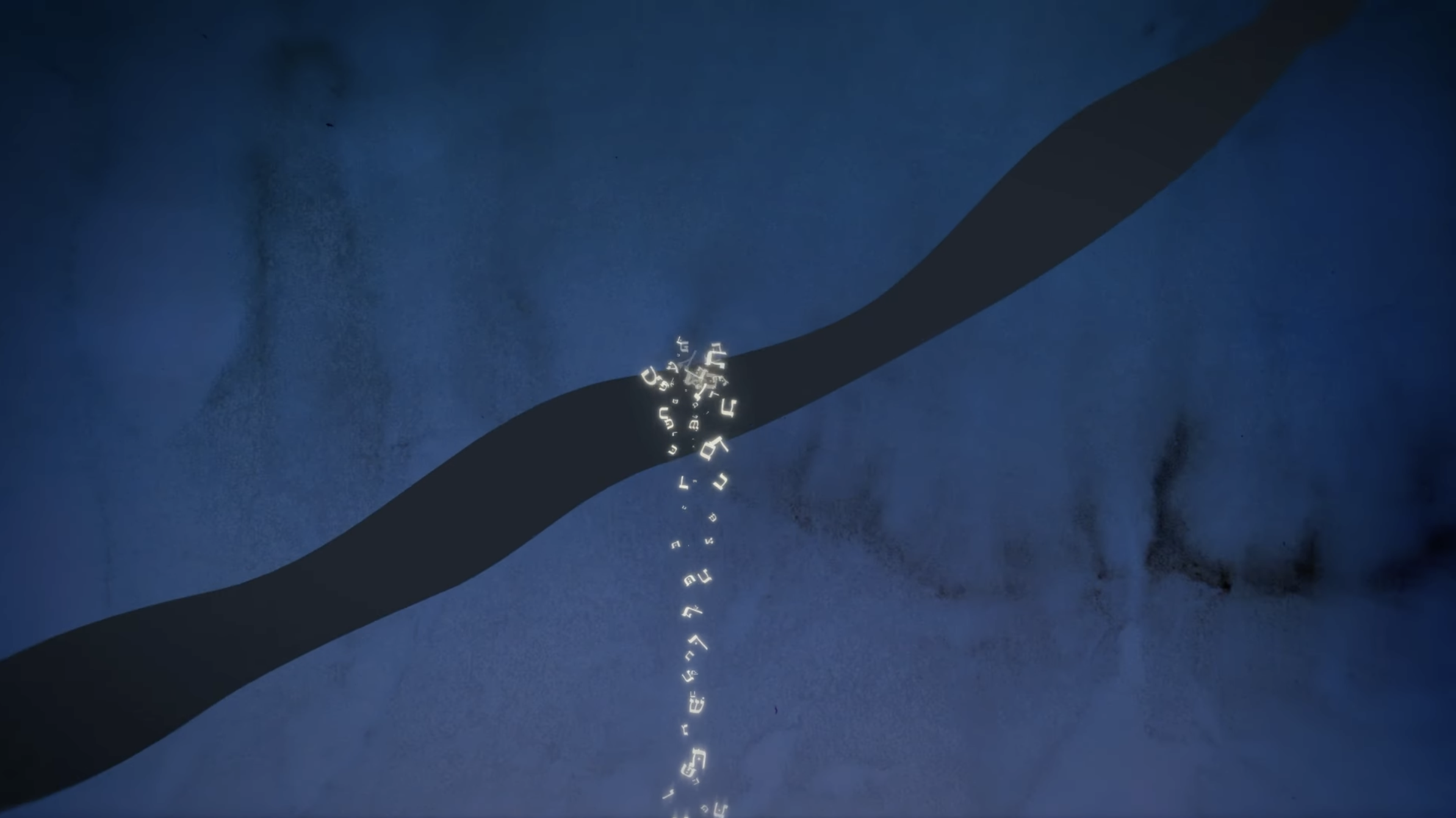 torah letters across abyss of time hebrew ivrit aleph bet scene animation on midrash bridge