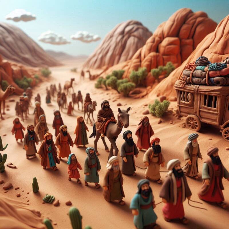 travellers crowd of bnei yisrael journeying through the desert