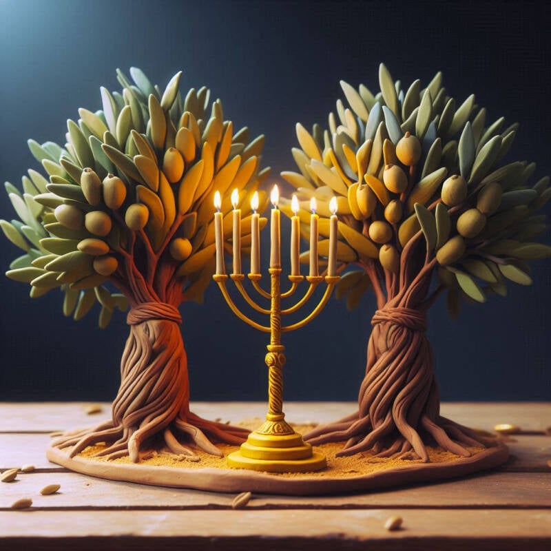 zechariah vision chanukah haftarah olive grove and menorah lampstand clay dream zekariah hanukkah